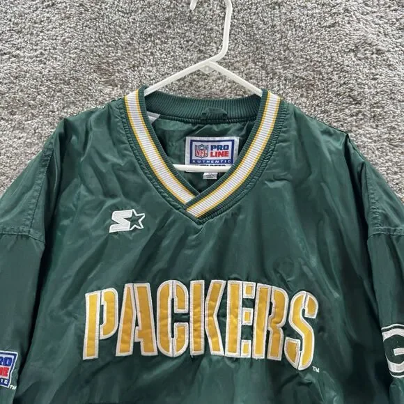 Vintage Green Bay Packers Starter Pro Line Pullover Lined Windbreaker Jacket XL